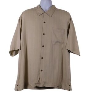 Linea Uomo Men's XXL Beige Short Sleeve Button Up Shirt Tropical Classic ‎ D41